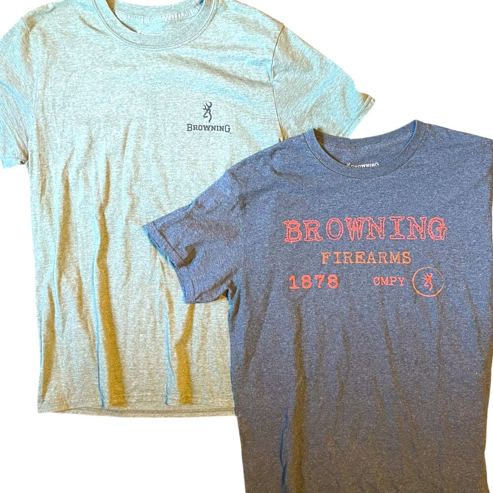 2pc Browning Firearms T-Shirt Lot Size M 1878 Hunting Graphic Tees